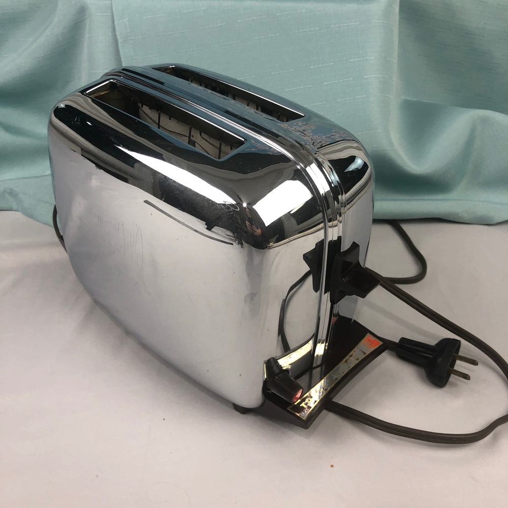 VTG Toastmaster Chrome 2 Slice Automatic Toaster Art Deco Tested & WORKS!